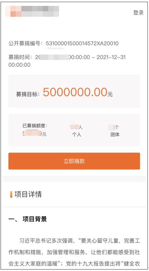 圖1 募捐項目管理顯示頁 圖1 募捐項目管理顯示頁